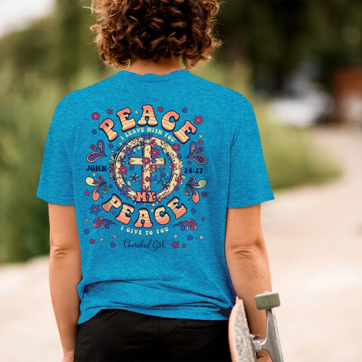 Cherished Girl My Peace Cross Christian T-Shirt