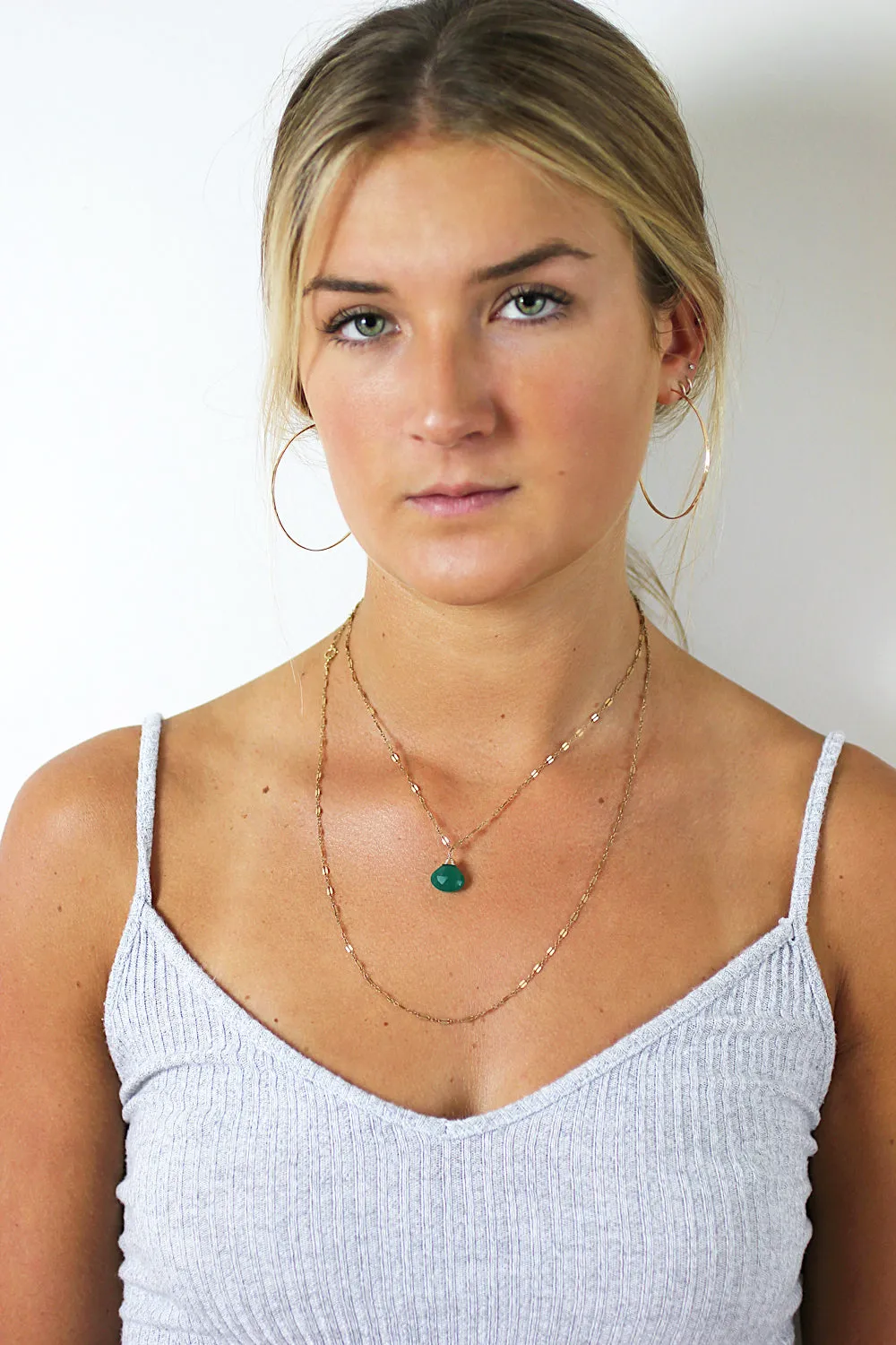 Choker Wrap Gemstone Necklace - Green Onyx