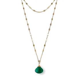 Choker Wrap Gemstone Necklace - Green Onyx