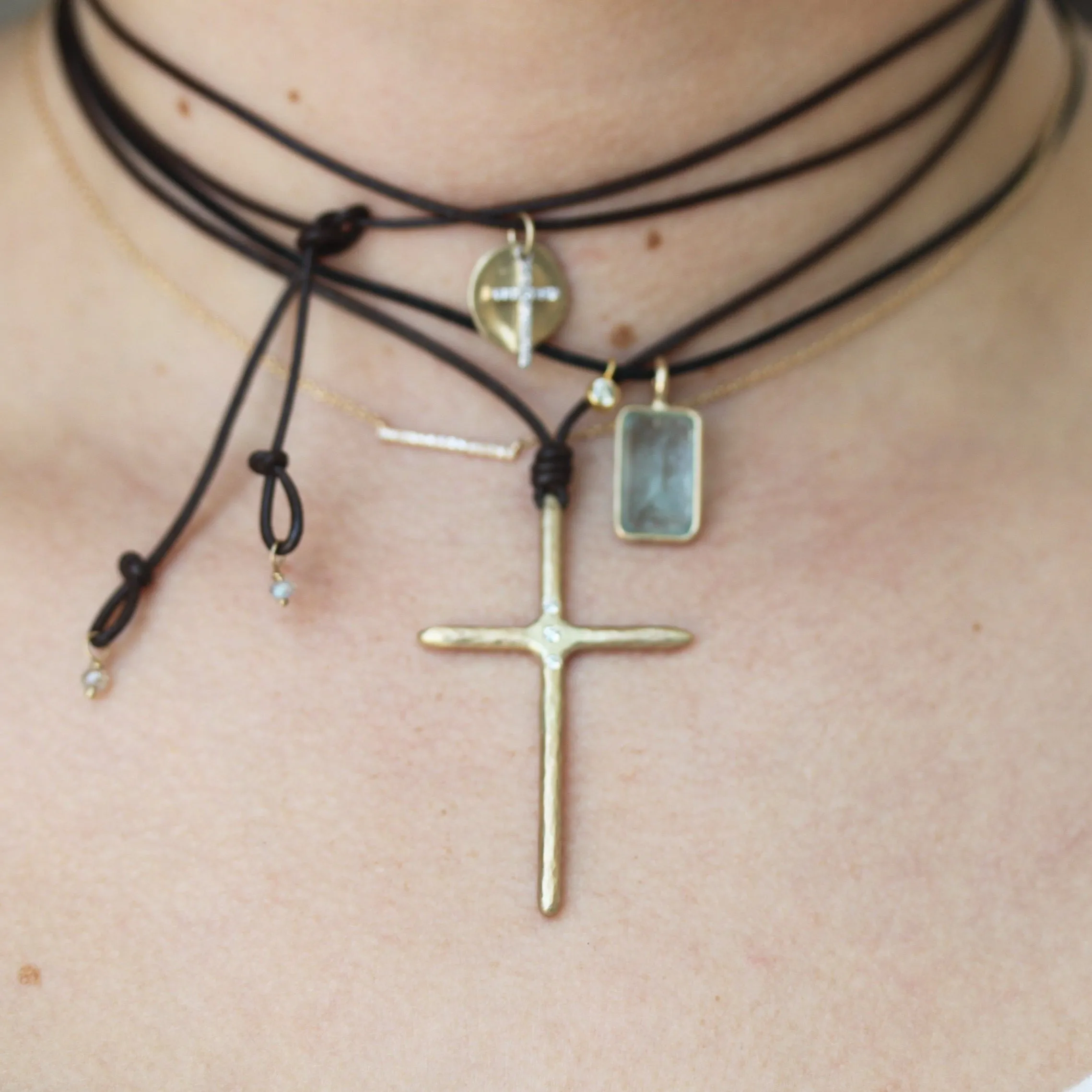 Chunky Gold & Diamond Cross Necklace