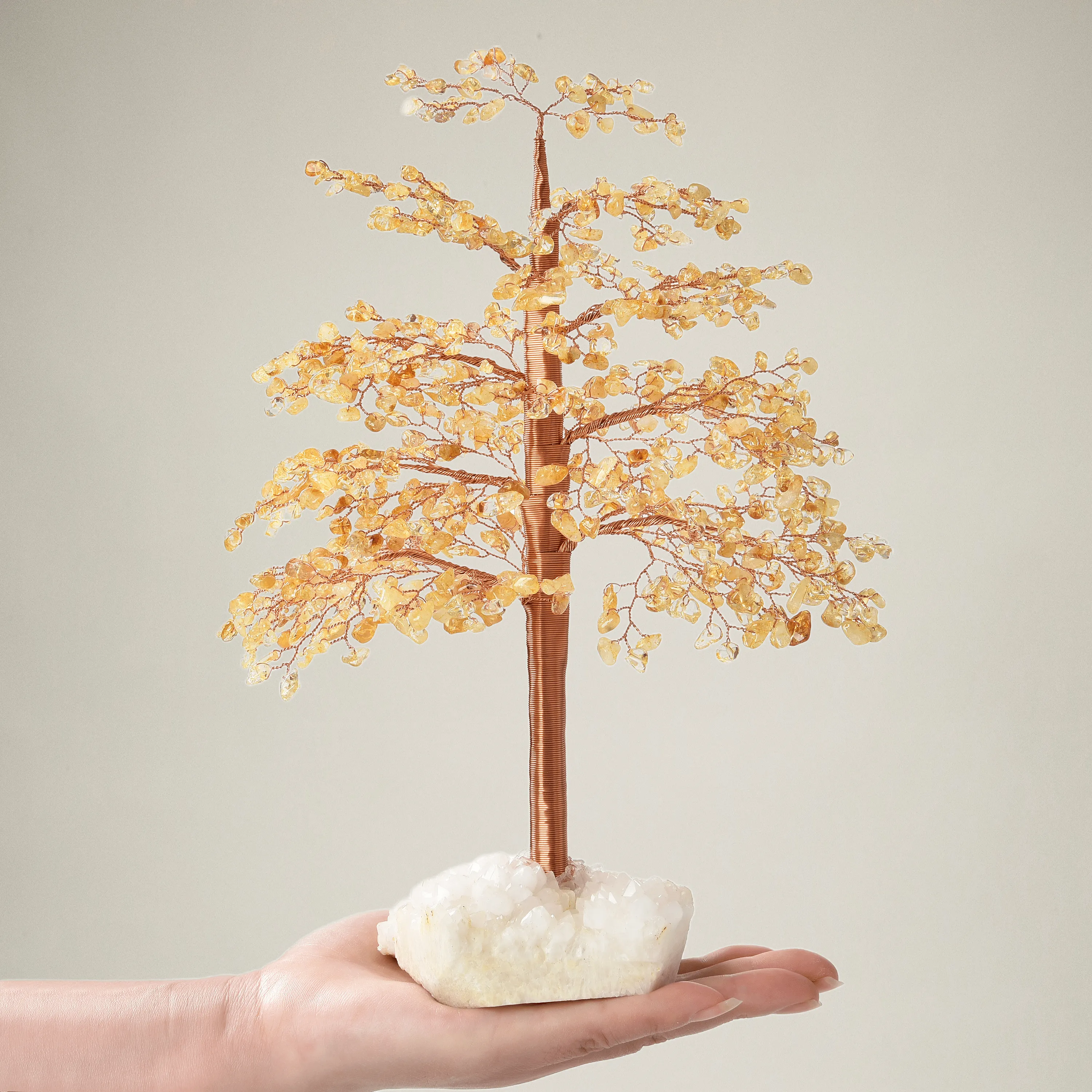 Citrine Tree of Life on Quartz Cluster Base