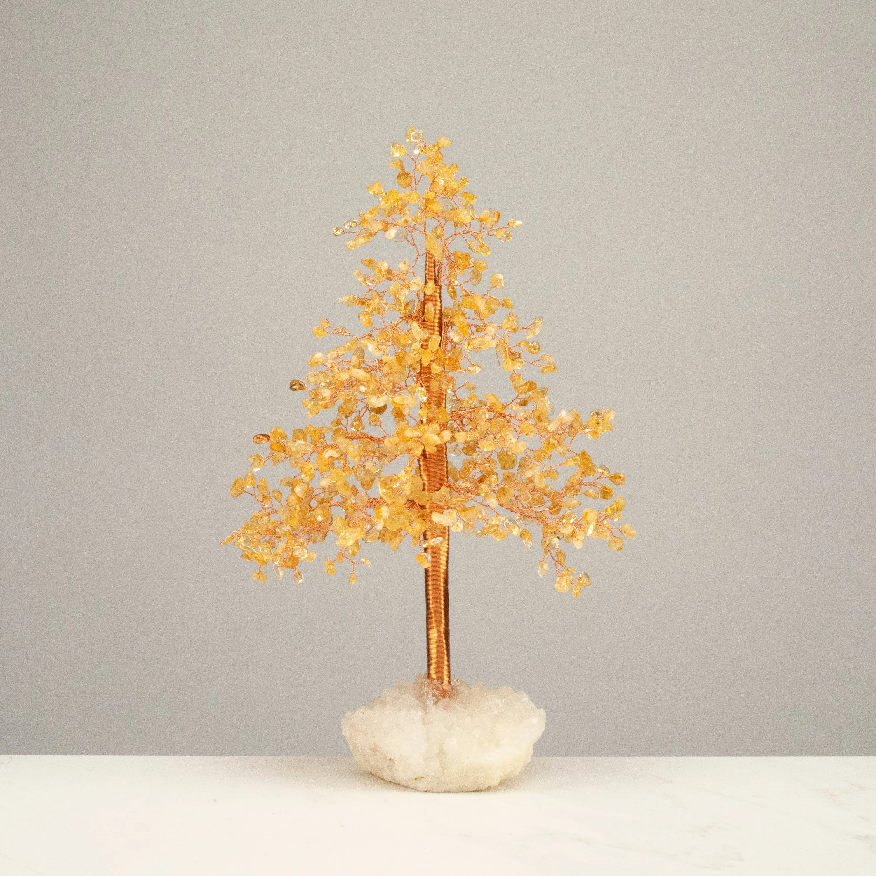 Citrine Tree of Life on Quartz Cluster Base