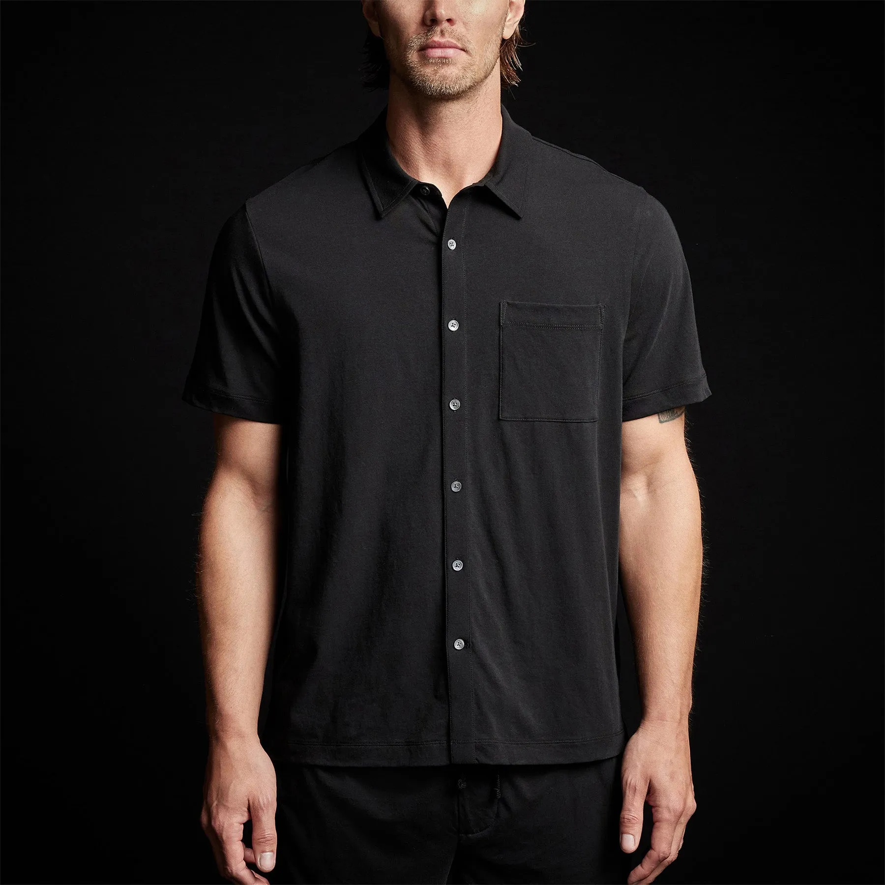 Clean Finish Short Sleeve Shirt  - Black