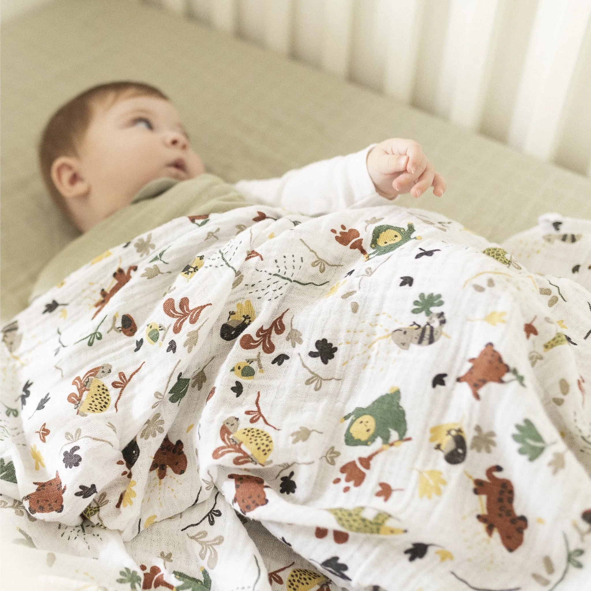 Cotton muslin swaddle - Green Jungle