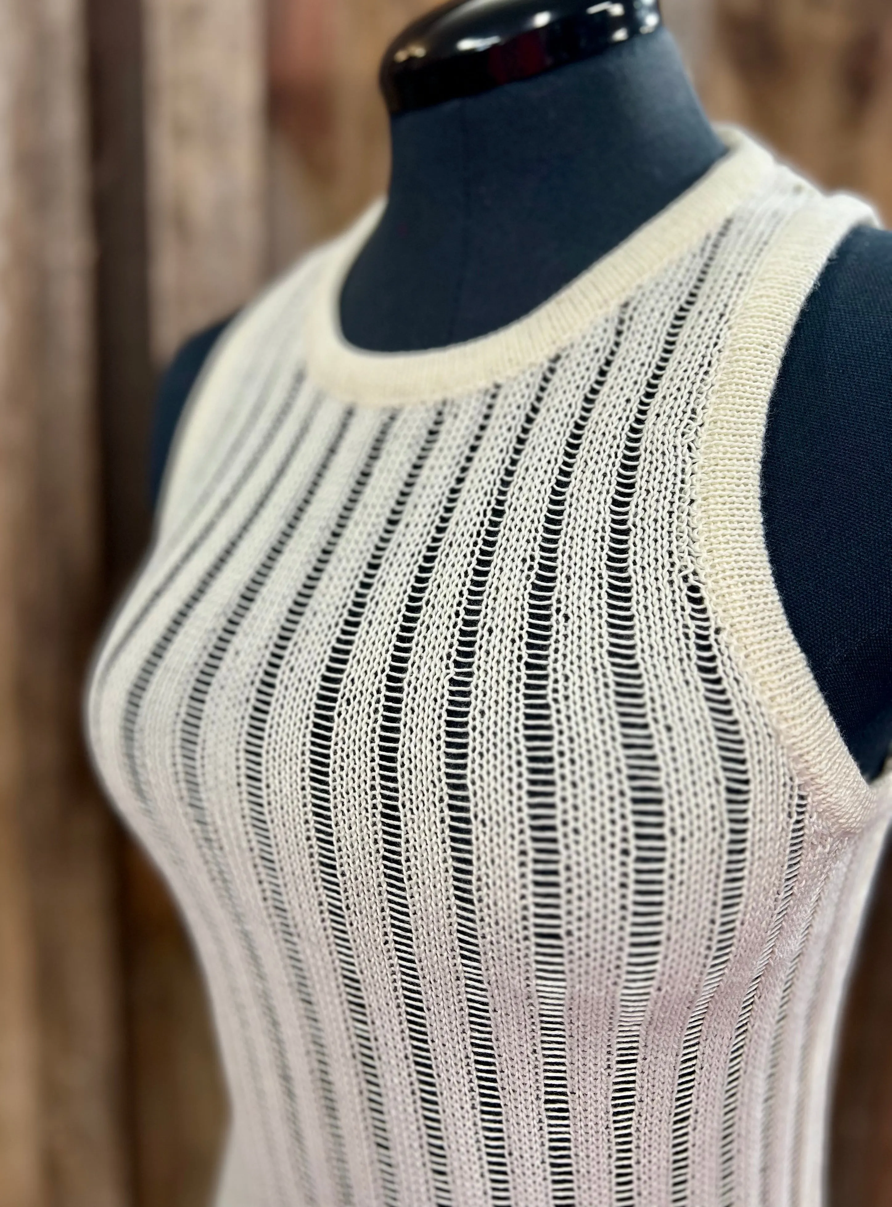 Cream Loose Knit Tank Top