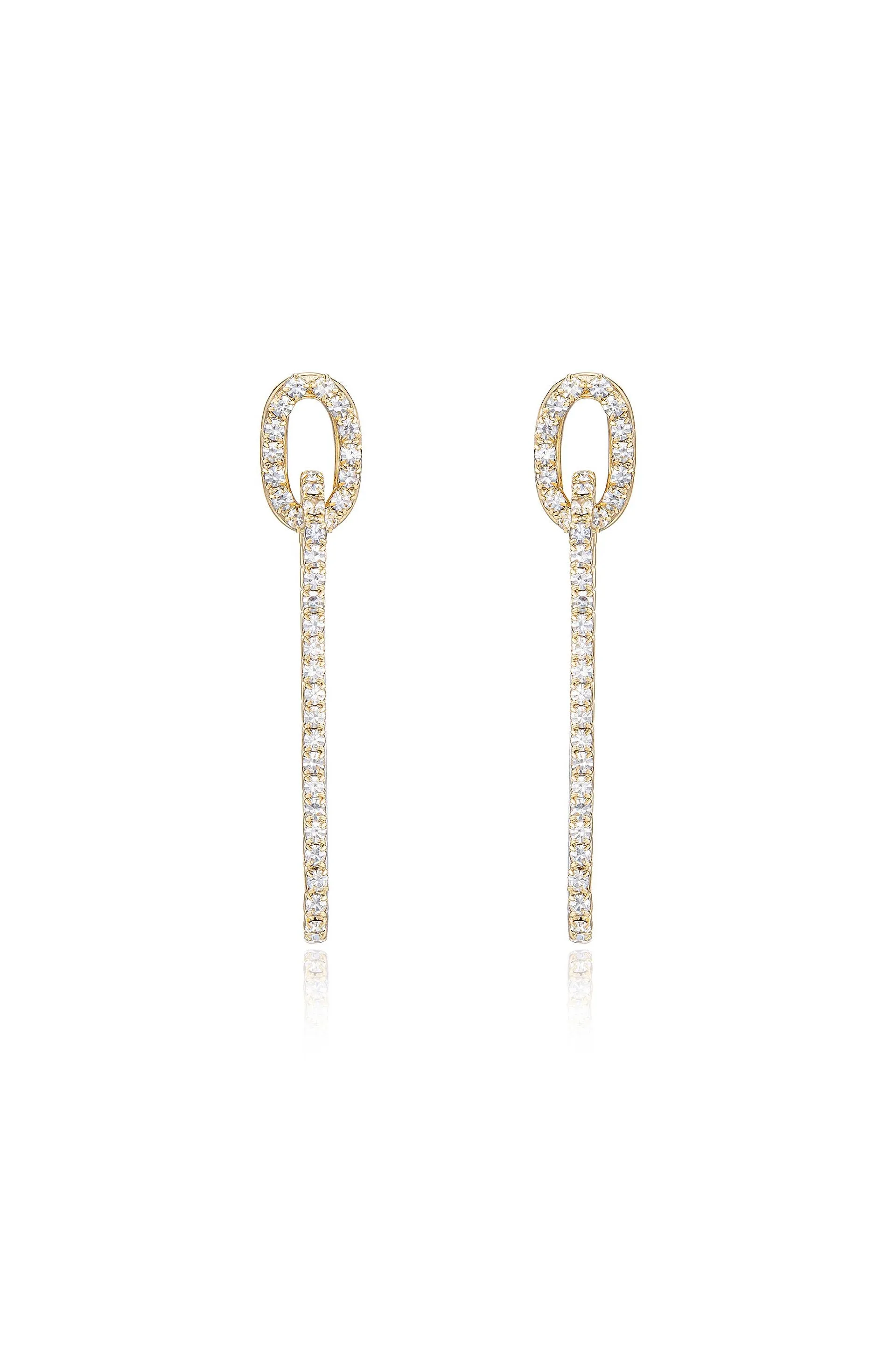 Crystal Paperclip 18k Gold Plated Earrings