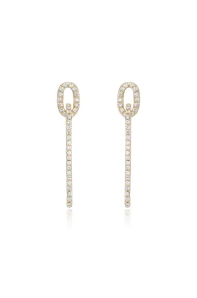 Crystal Paperclip 18k Gold Plated Earrings