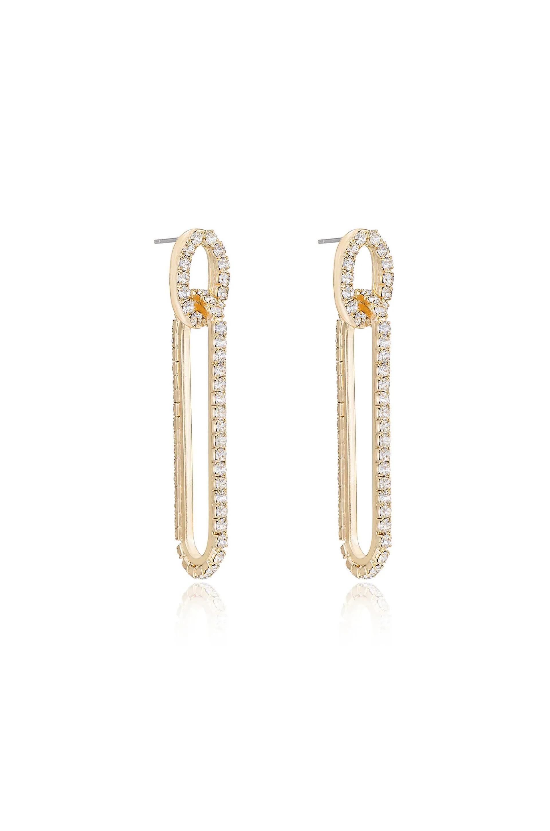 Crystal Paperclip 18k Gold Plated Earrings