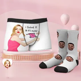 Custom Face Boxer Shorts And Socks Set I Licked It So It's Mine