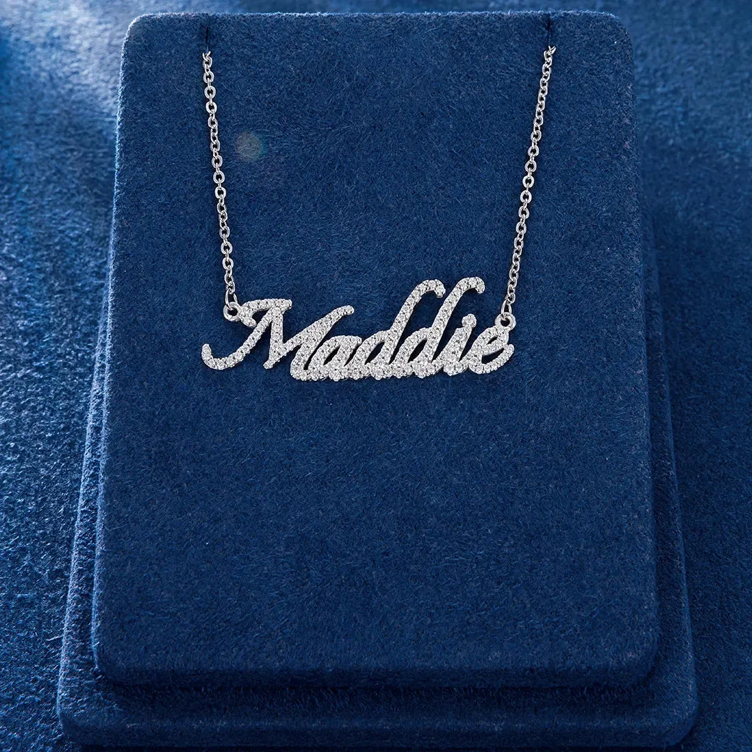 Custom Moissanite Cursive Letter Name Necklace