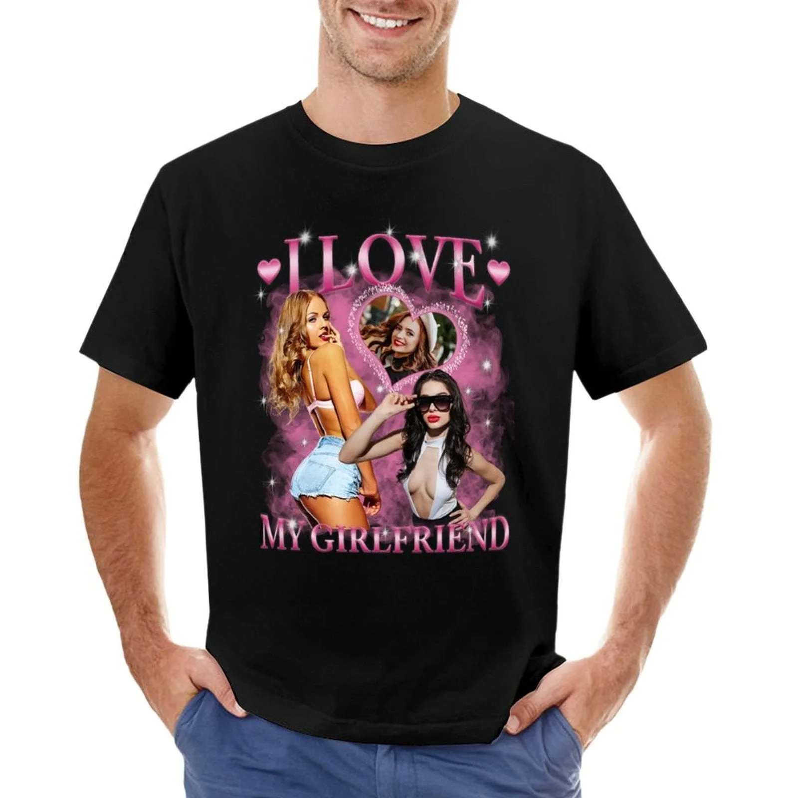 Custom Photo I Love My Girlfriend Tee Shirts Insert Your Design For Men Women