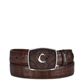 CVEN1FL - Cuadra chocolate fashion cowboy caiman leather belt for men