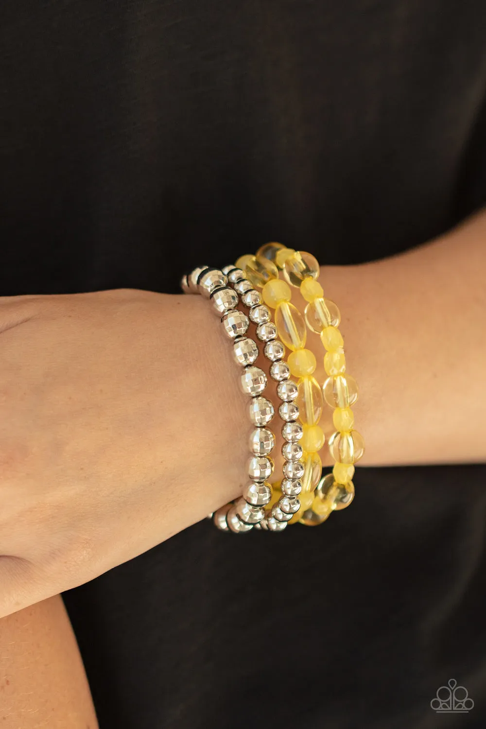 Delightfully Disco - Yellow Paparazzi Bracelet