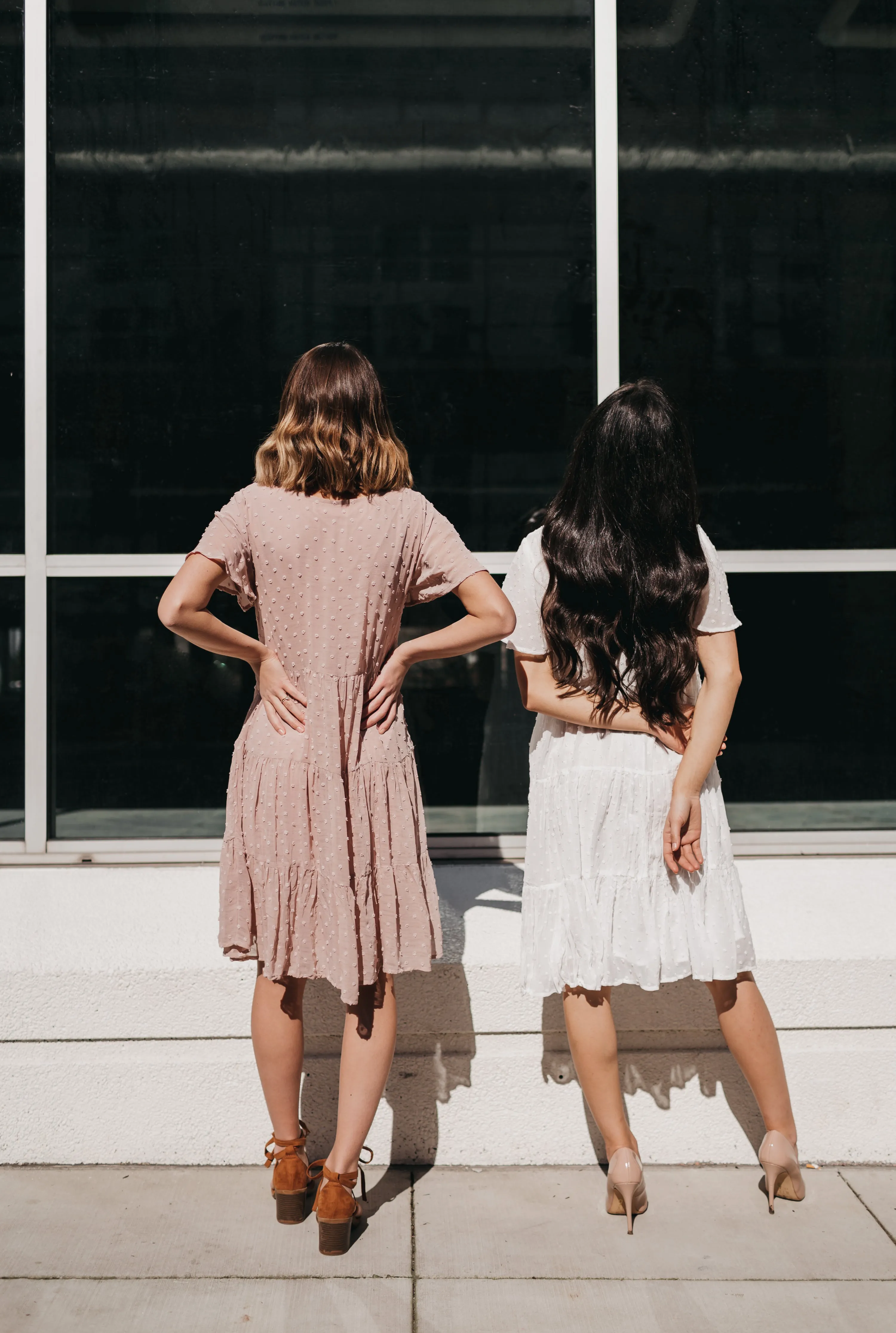 Eleanor Swing Dress in Swiss Dot Blush