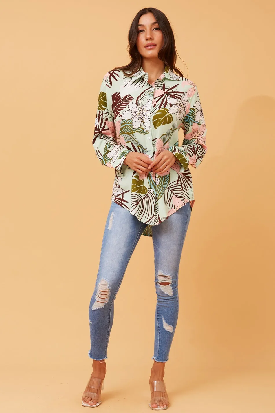 FADILA TROPICAL PRINT SHIRT