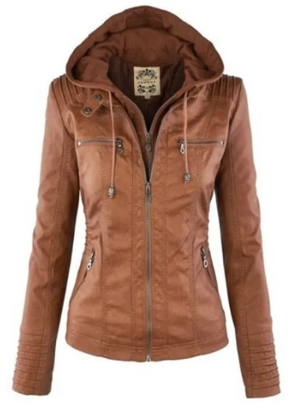 Faux Leather Motorcycle Jacket Women