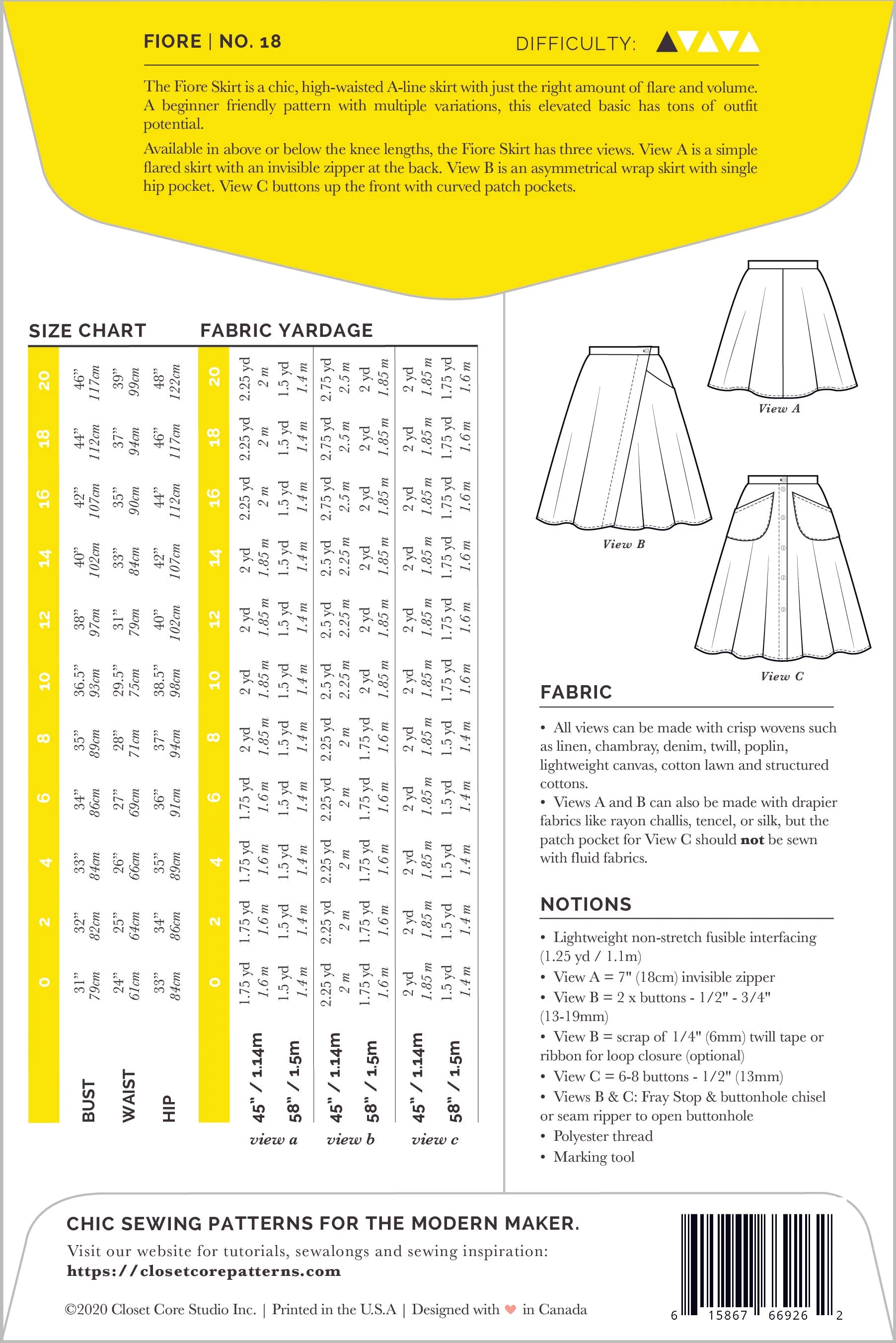 Fiore Skirt Sewing Pattern by Closet Core Patterns