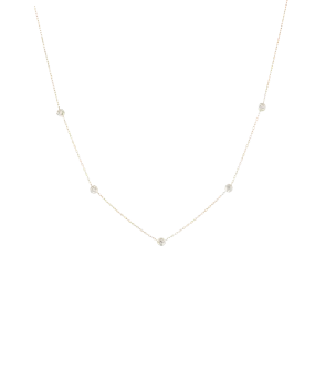 Five Diamond Chain Necklace in 14K Yellow Gold