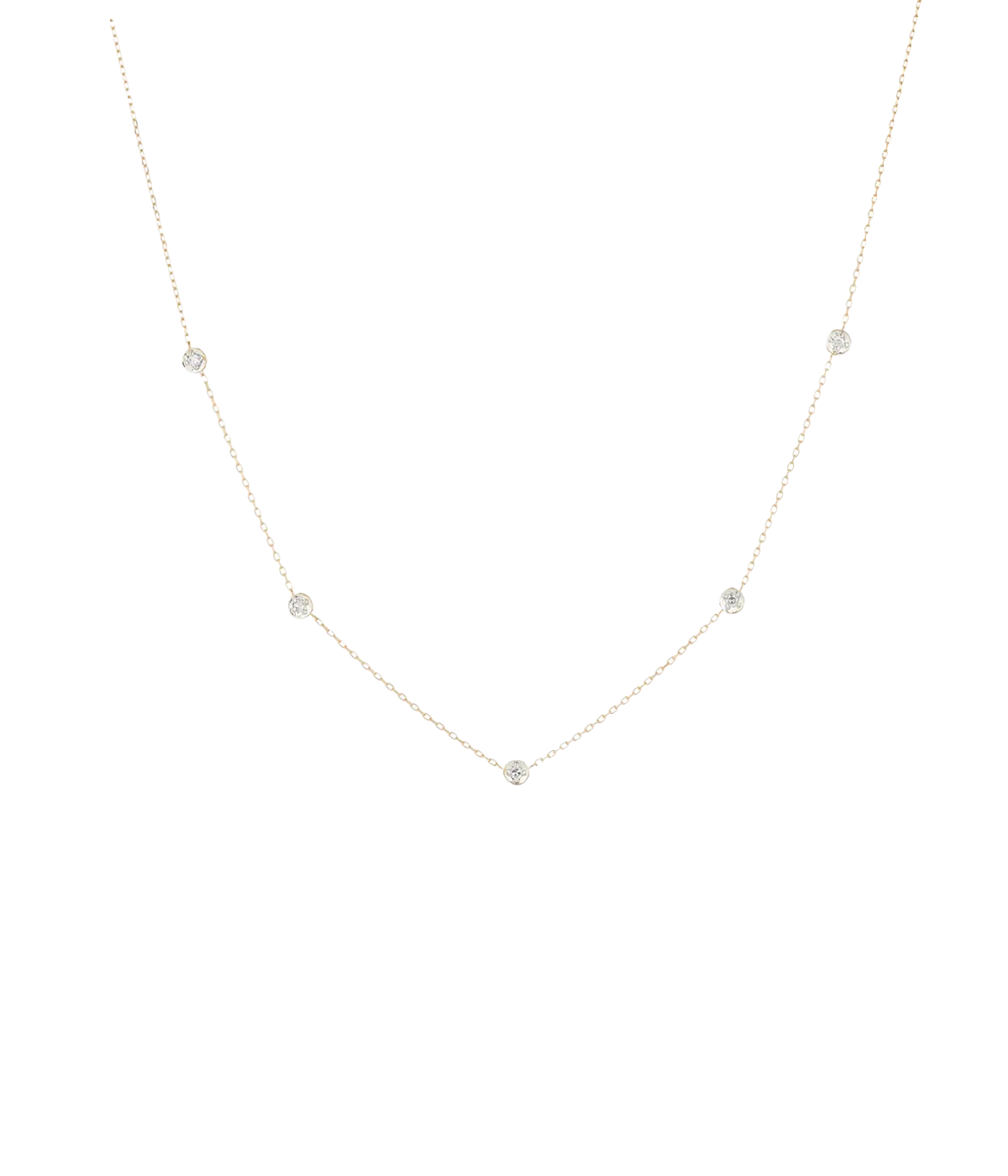 Five Diamond Chain Necklace in 14K Yellow Gold