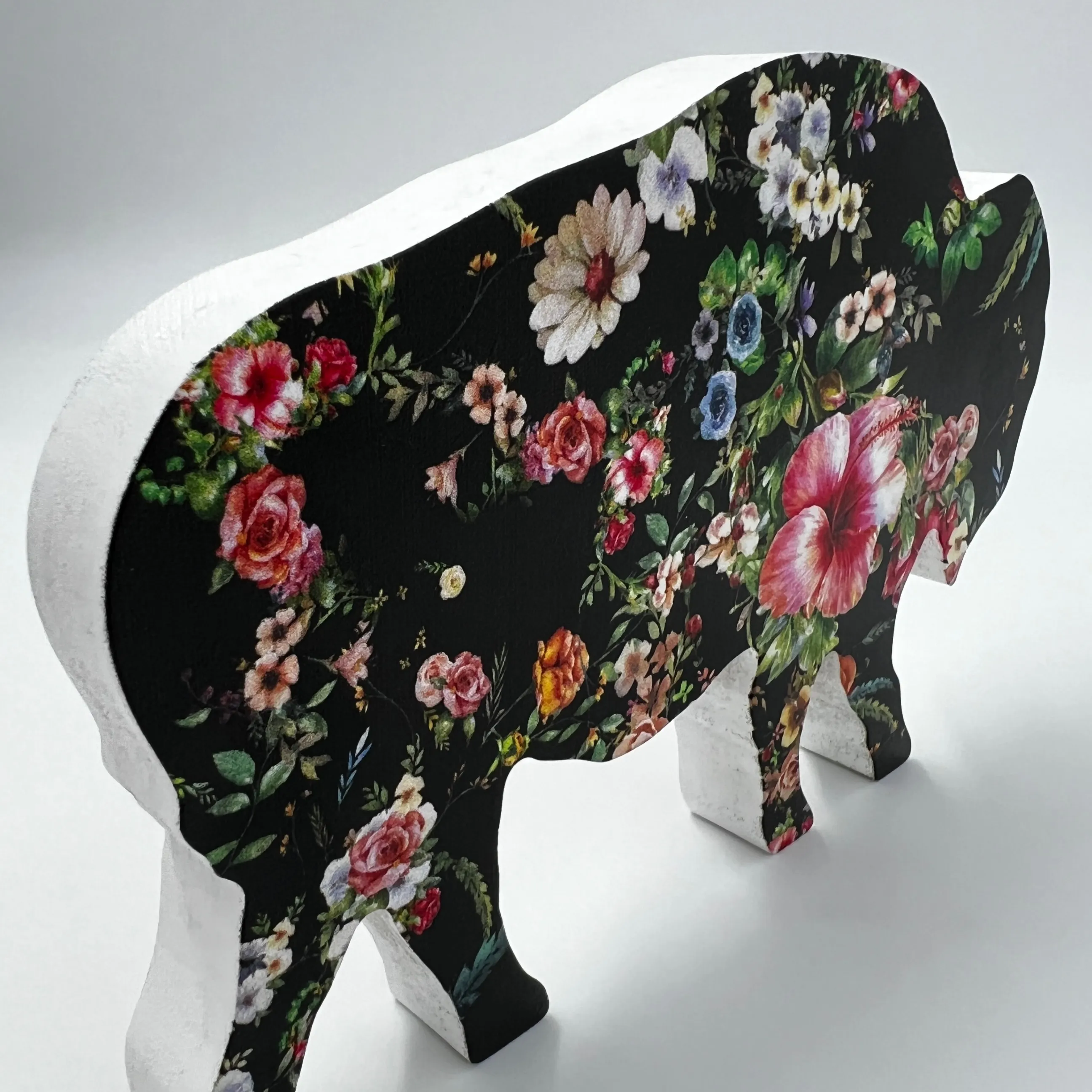 Floral Wooden Buffalo