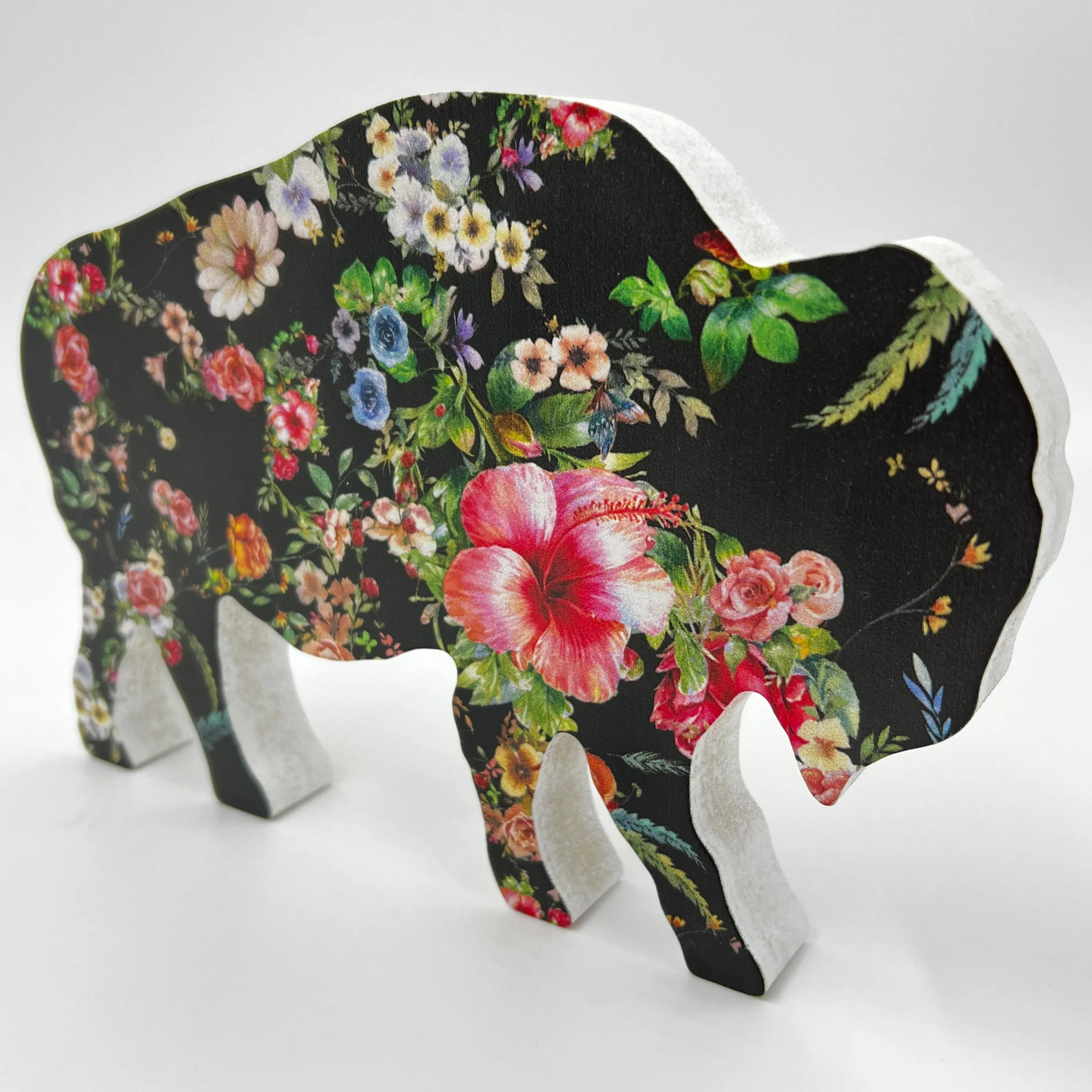 Floral Wooden Buffalo