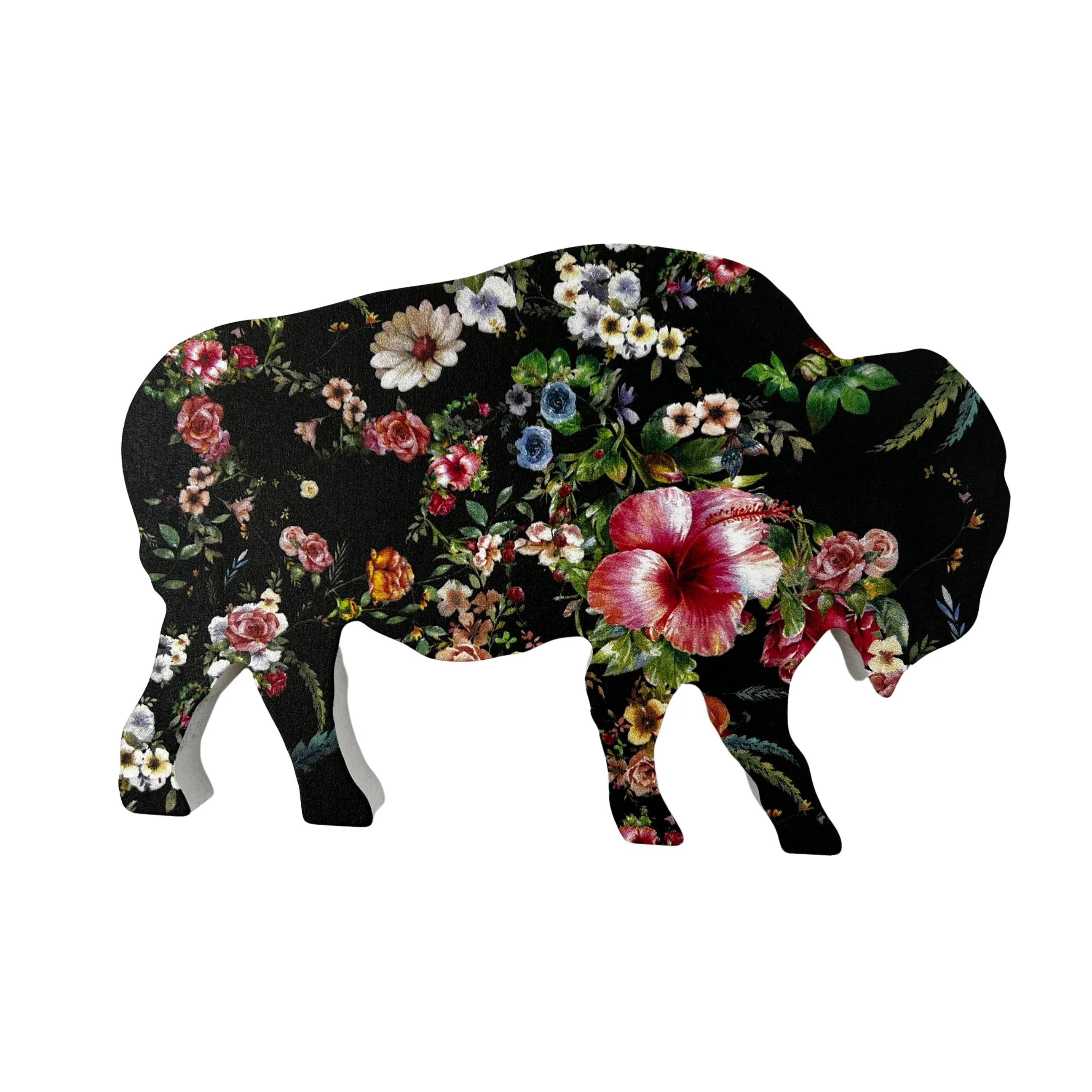 Floral Wooden Buffalo