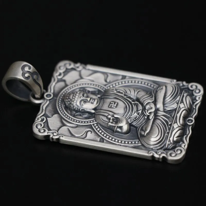 Framed Silver Buddha Pendant