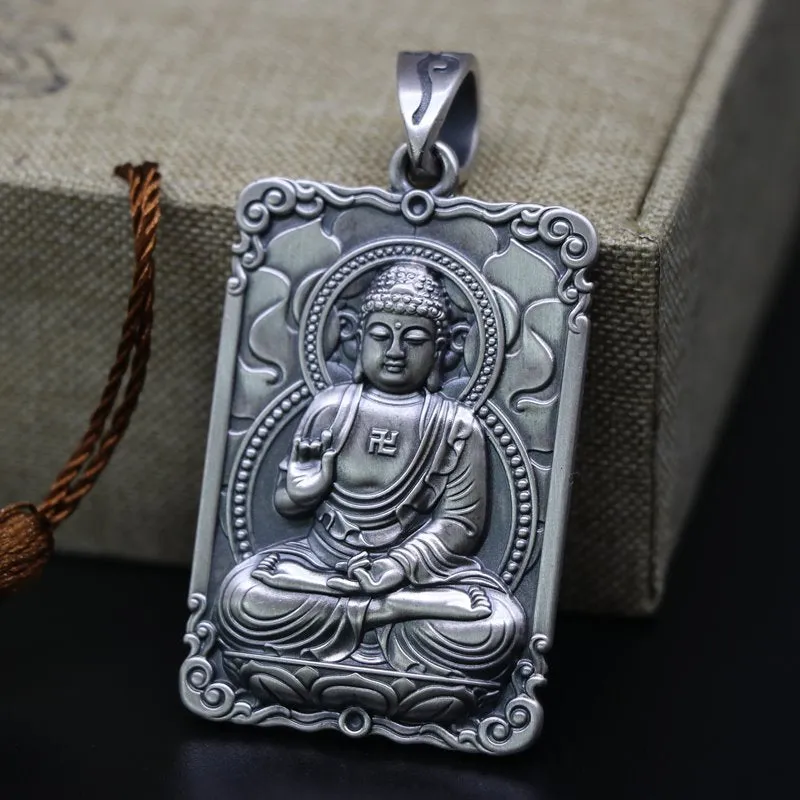 Framed Silver Buddha Pendant