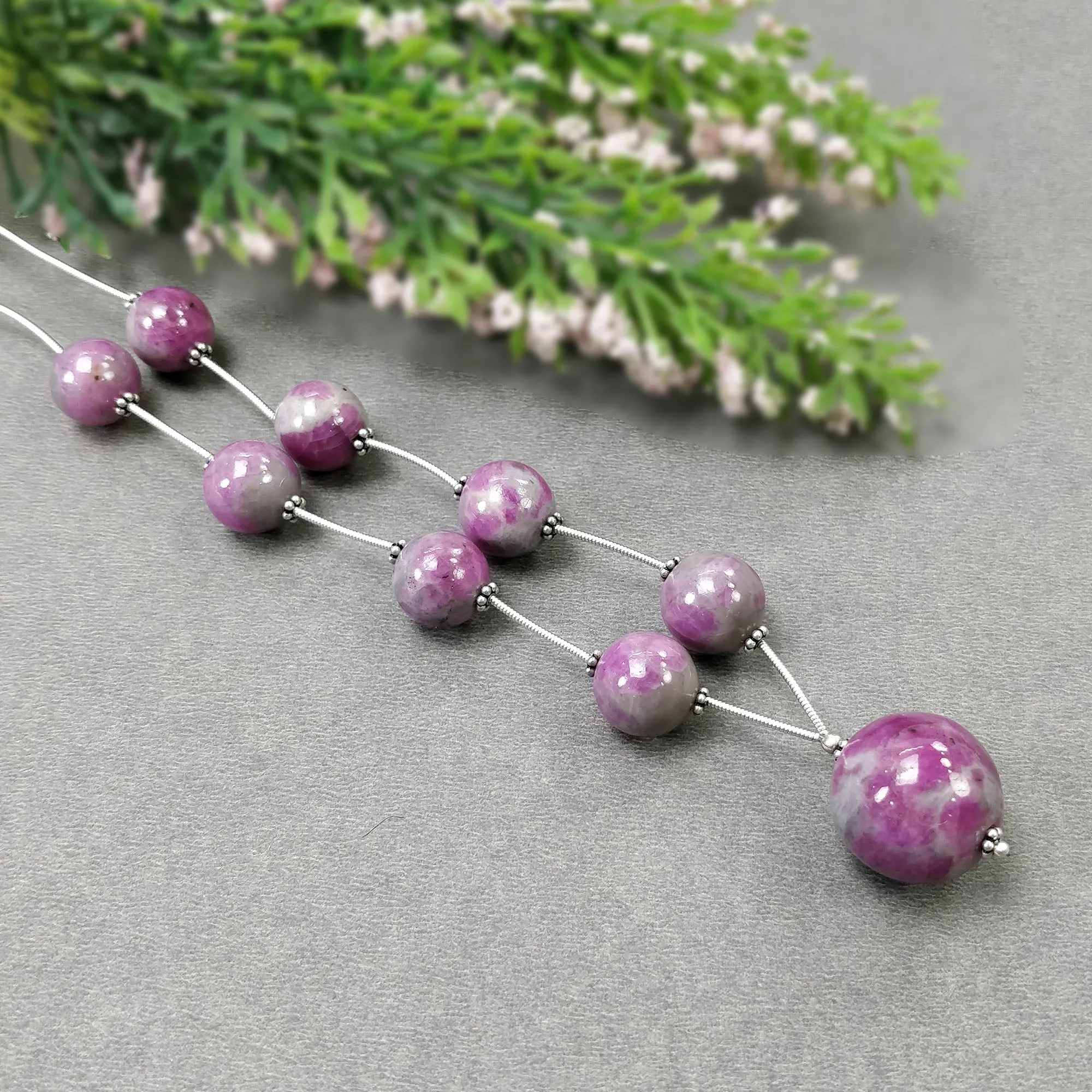 Global RUBY Gemstone Loose Beads : 200.40cts Natural Untreated Unheated Bi-Color Zoisite Ruby Balls 12mm - 19mm