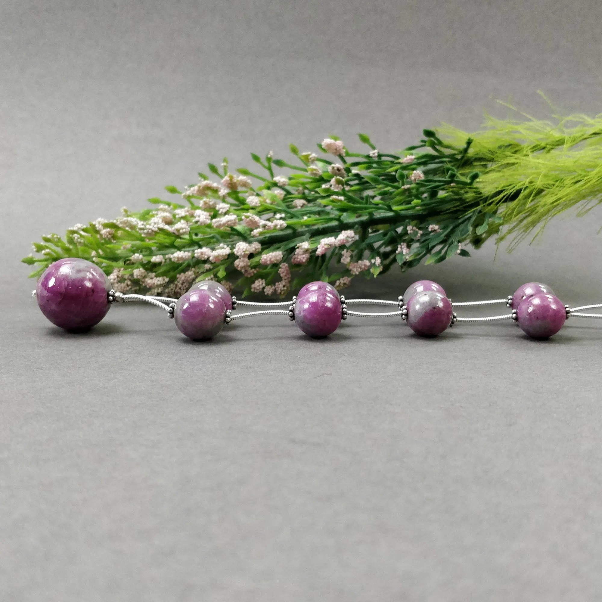 Global RUBY Gemstone Loose Beads : 200.40cts Natural Untreated Unheated Bi-Color Zoisite Ruby Balls 12mm - 19mm