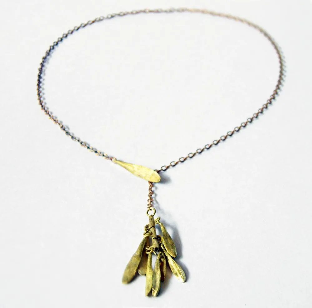 Gold Color Leaves Design Necklace in Brass