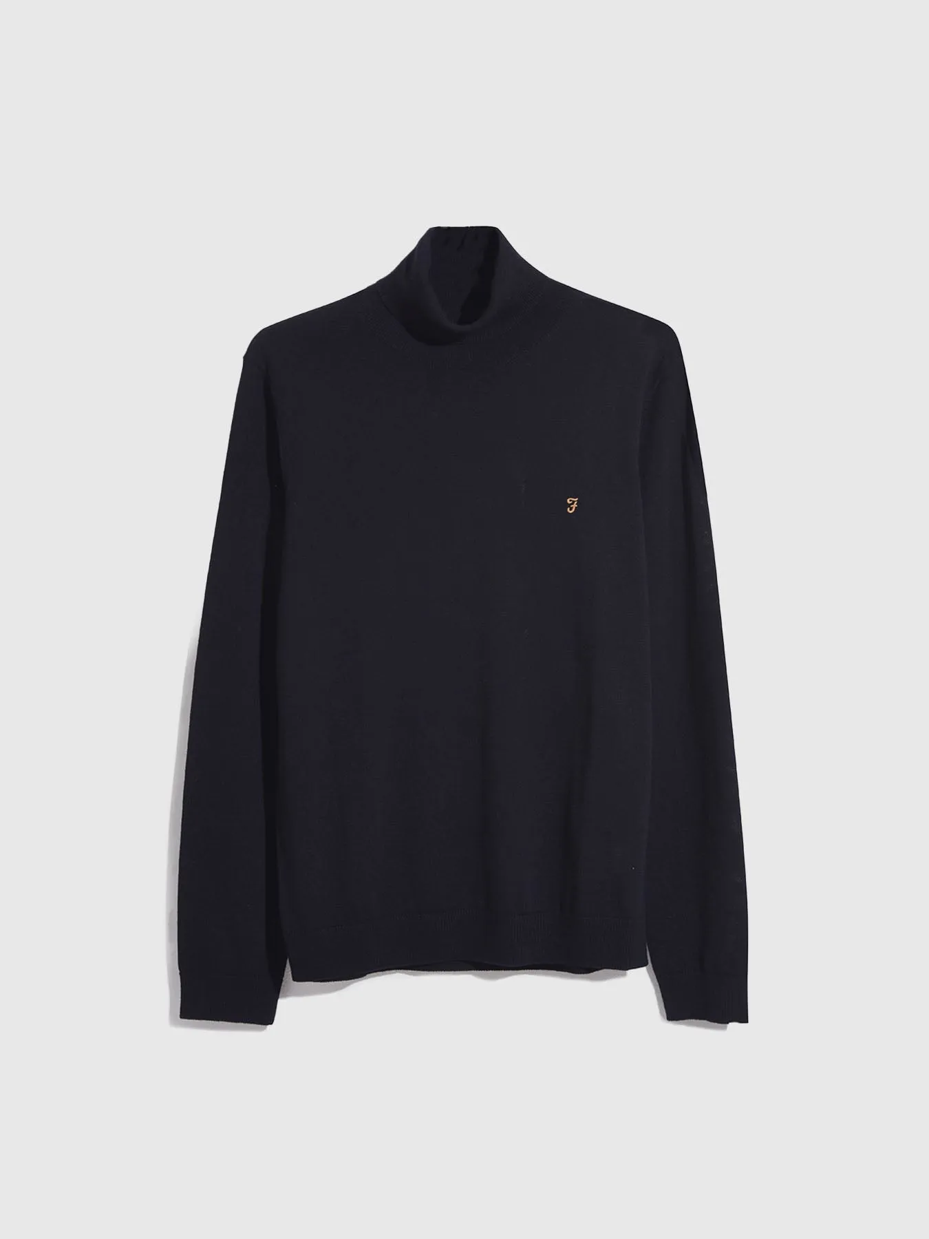 Gosforth Slim Fit Roll Neck Jumper In Black