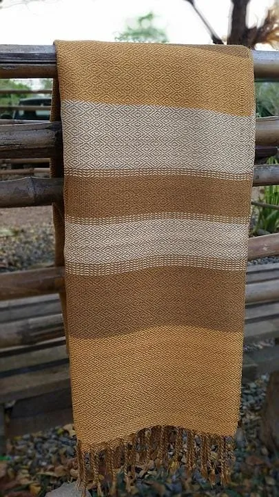 Handwoven Scarf Diamond Multistripe Mustard Scarf