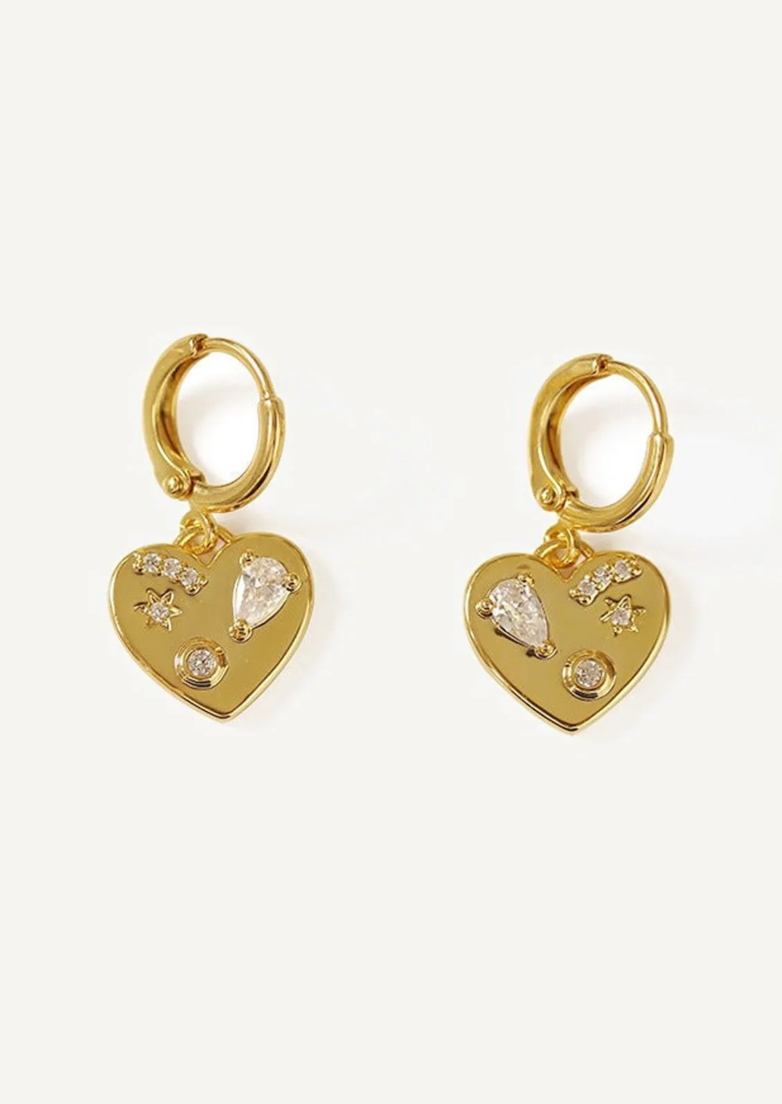 Heart Charm Huggie Hoops