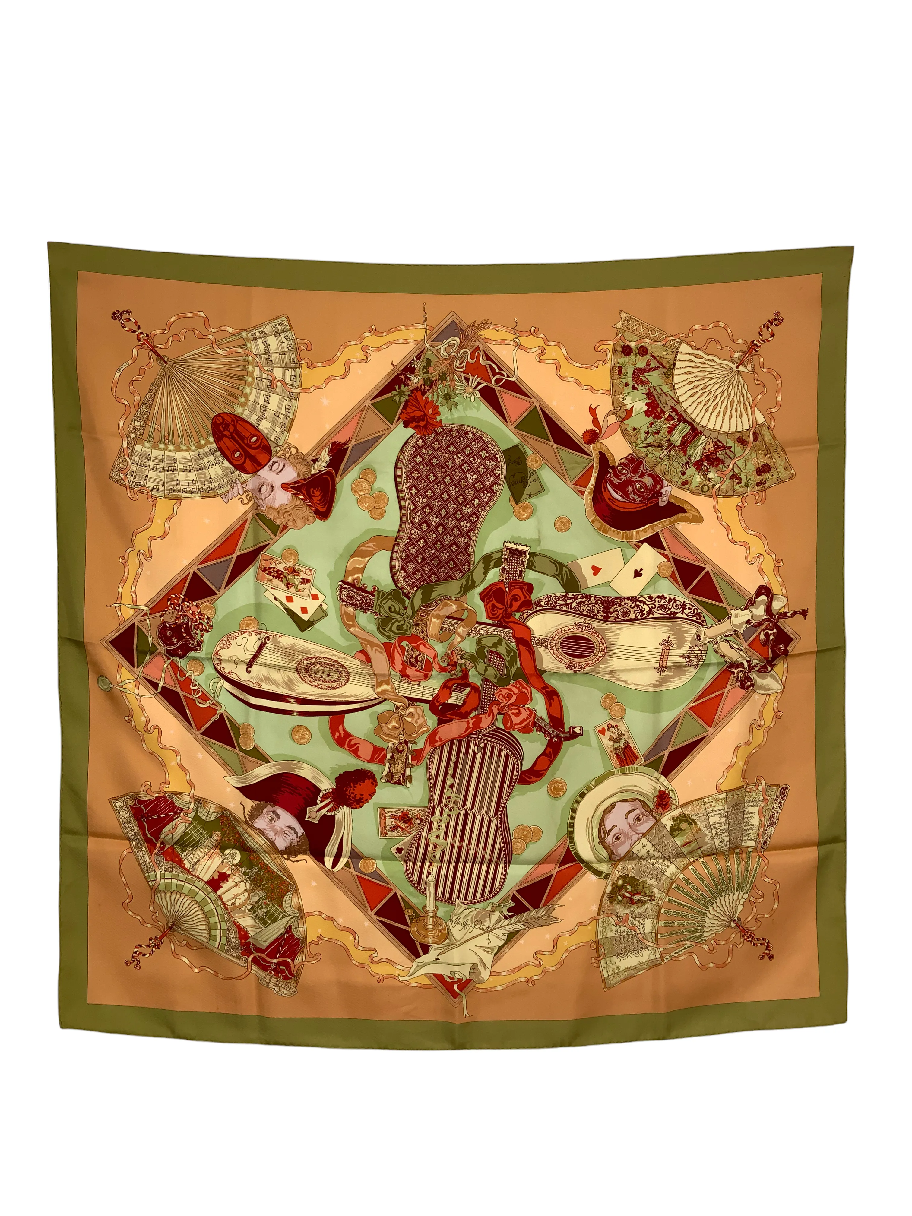 Hermes Au Clair de la Lune Silk Scarf 90