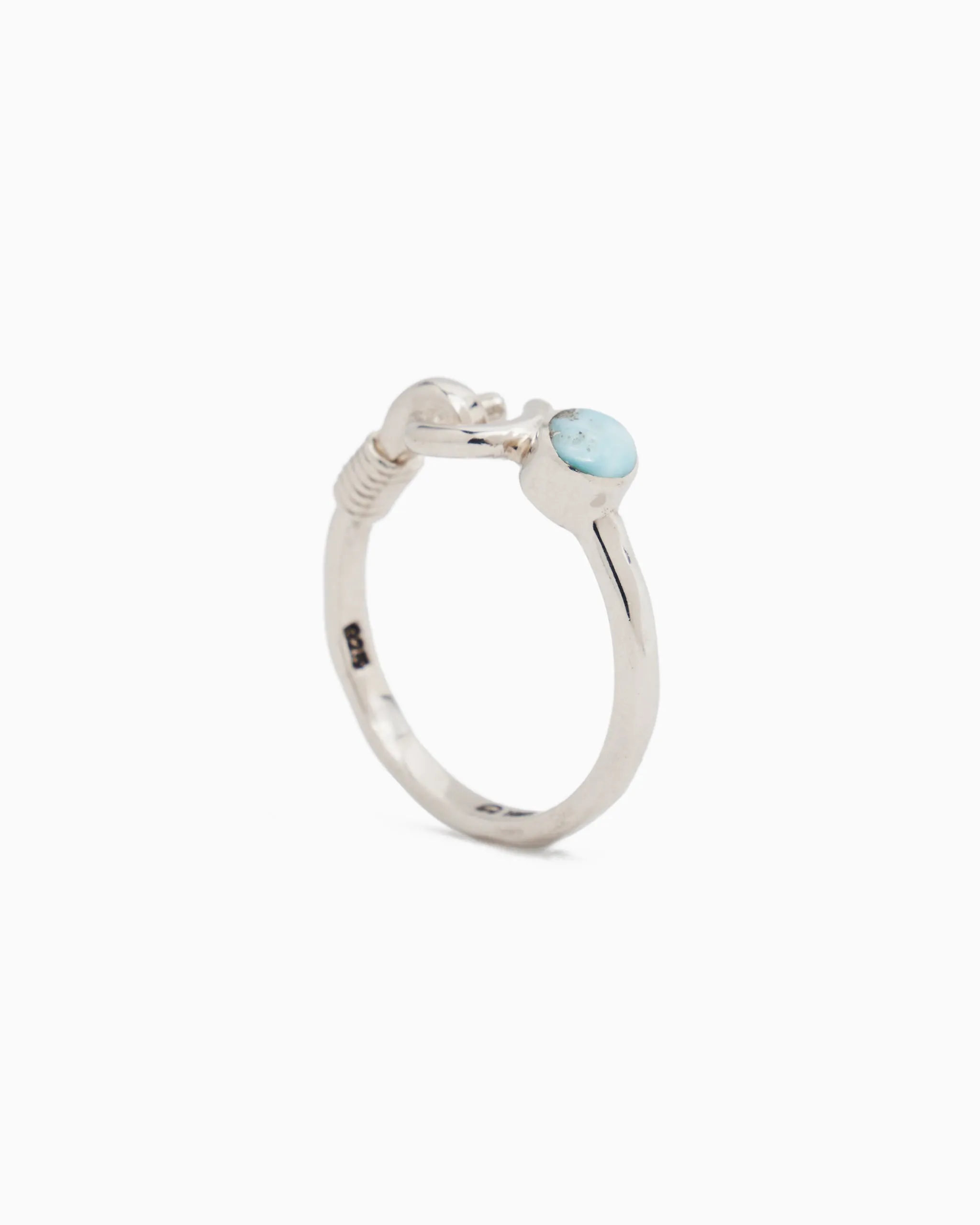 Hook Ring with Stone - Larimar