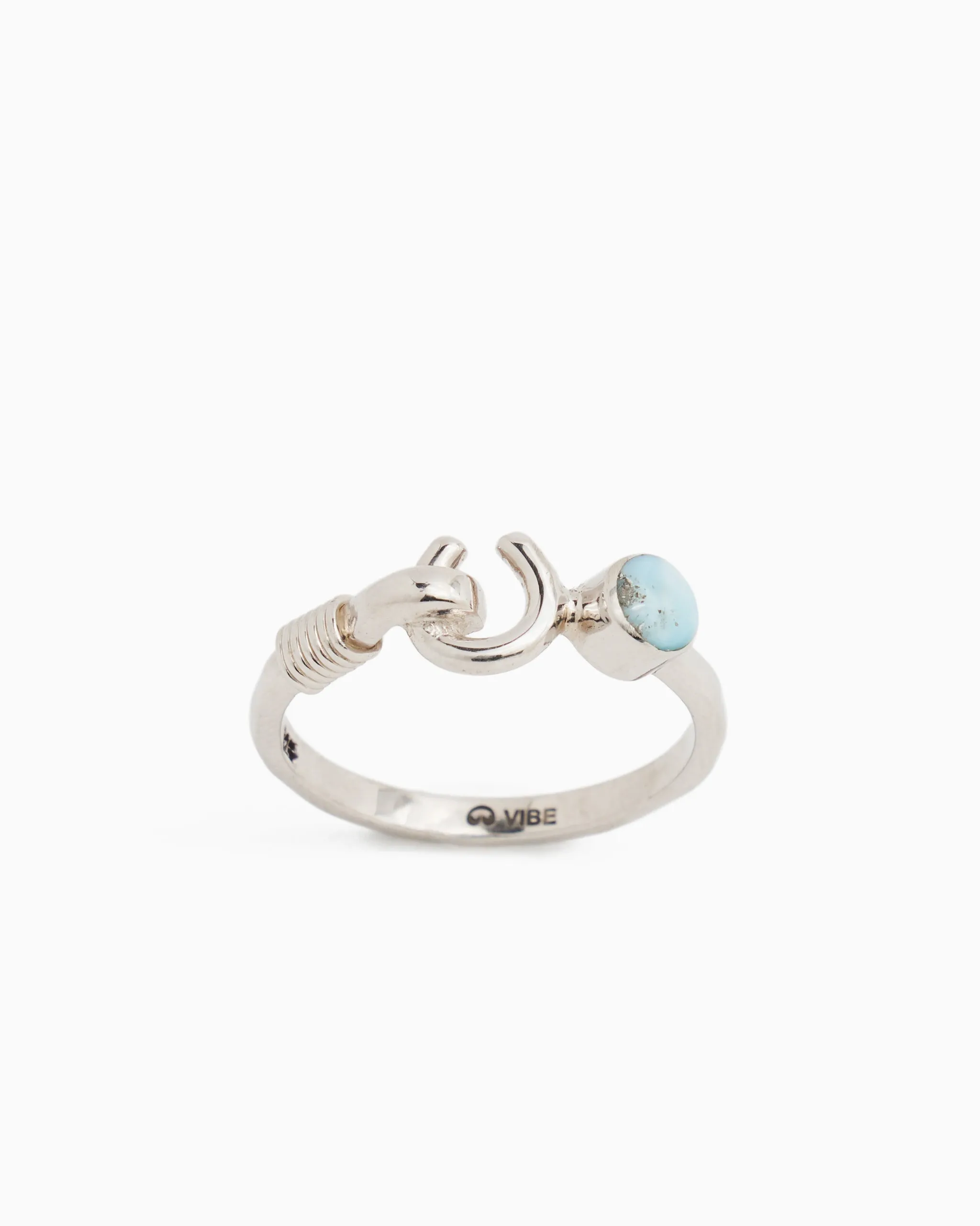 Hook Ring with Stone - Larimar