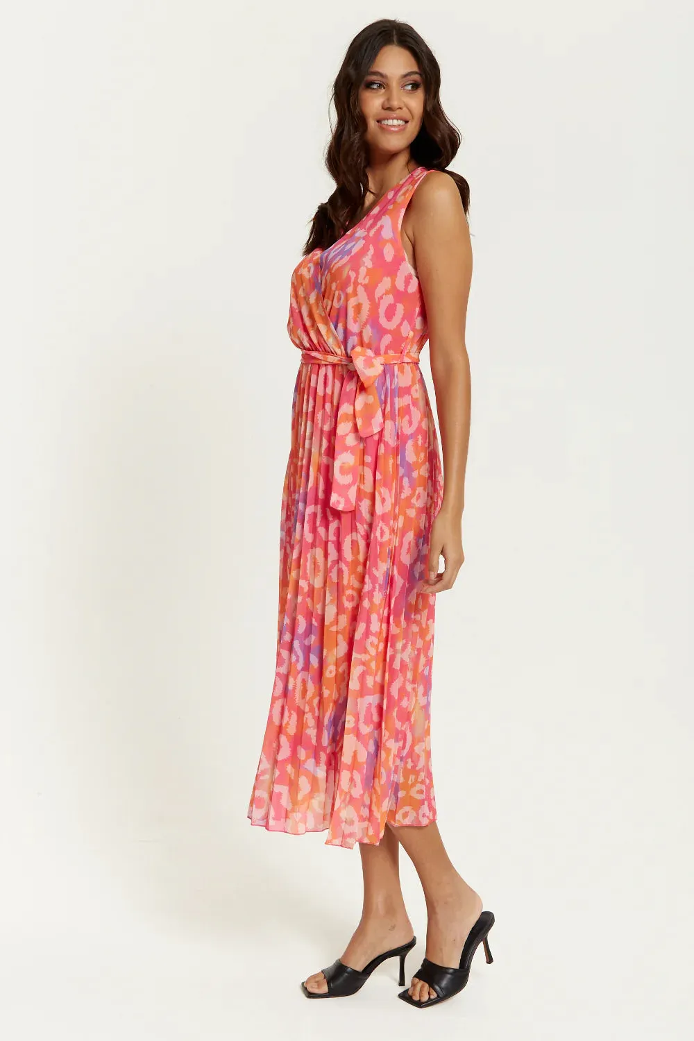 Hoxton Gal Wrap Front Multicolour Leopard Print Maxi Dress