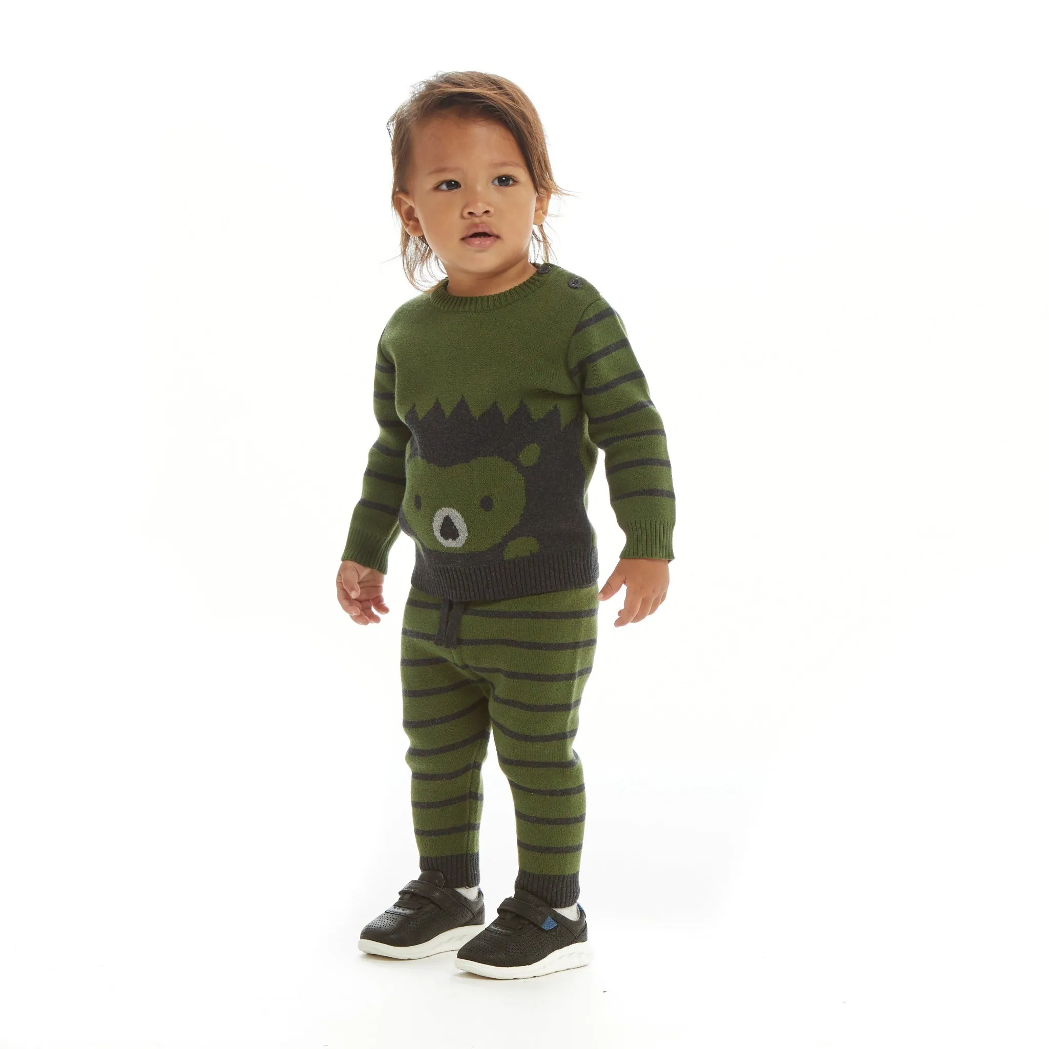 Infant Olive Porcupine Sweater Set  | Green