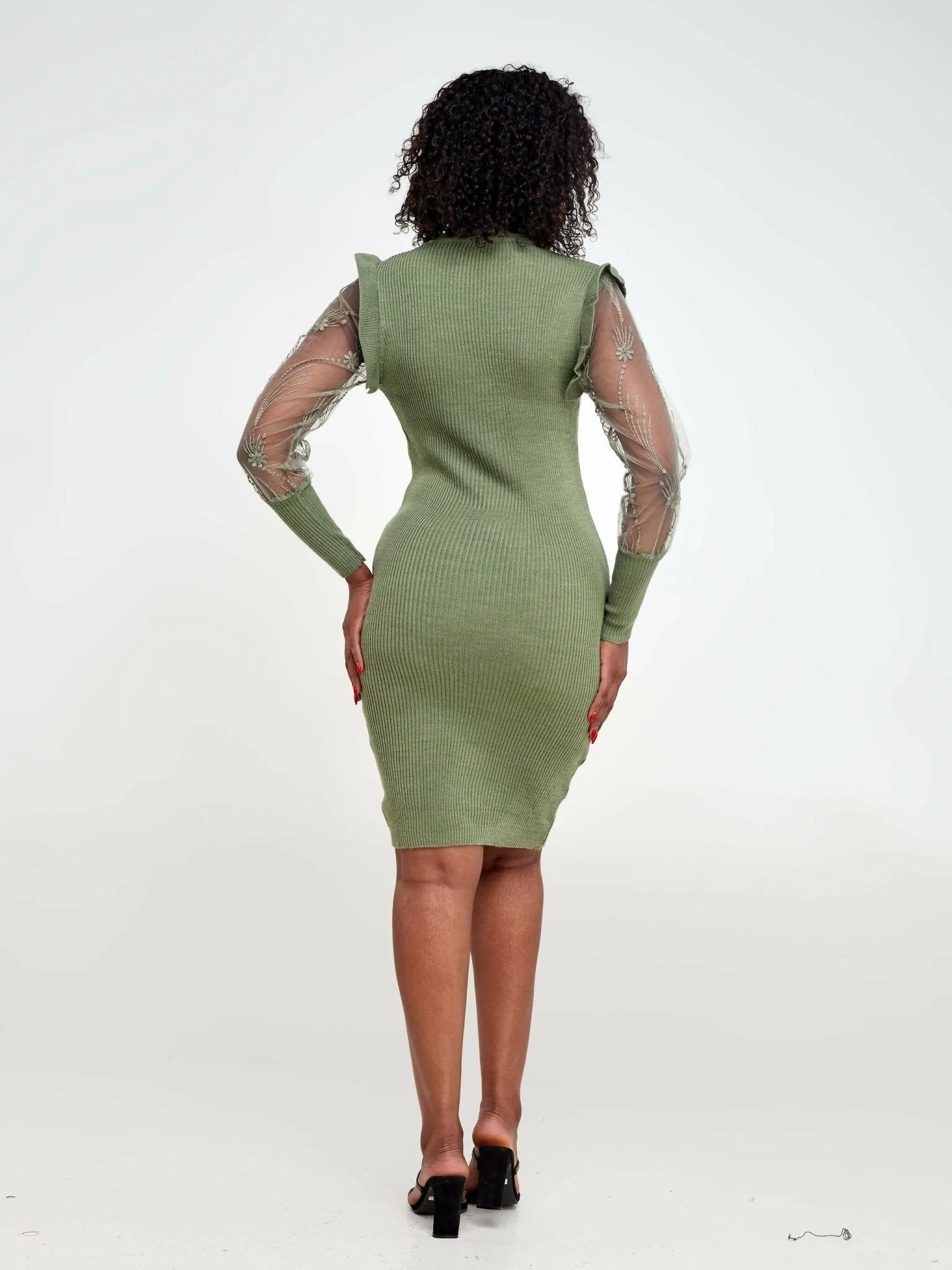 Infy Knit Wear Knit Dress - Green