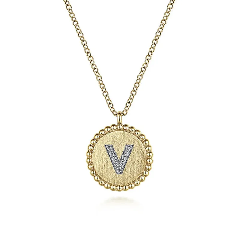 Initial V Medallion Necklace