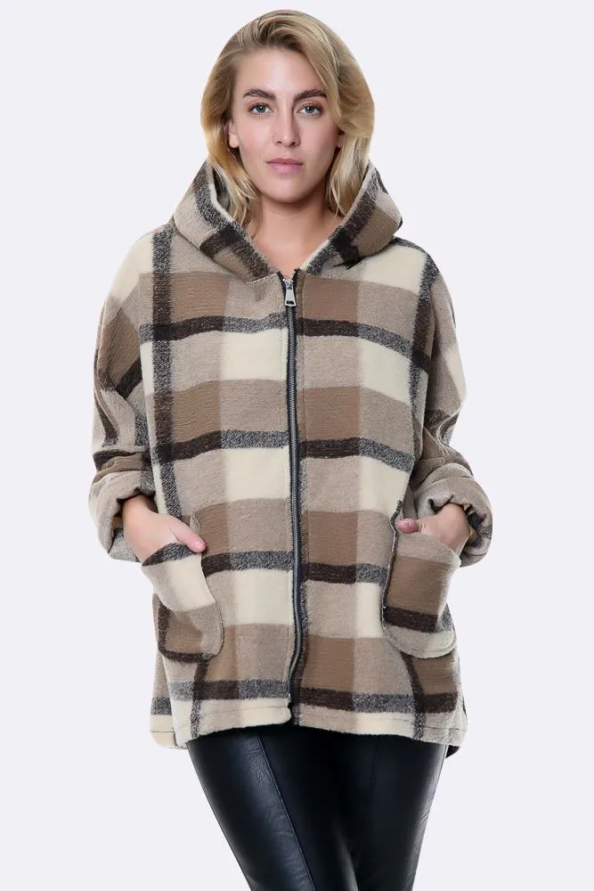 Italian Wool Chunky Midi Check Coat