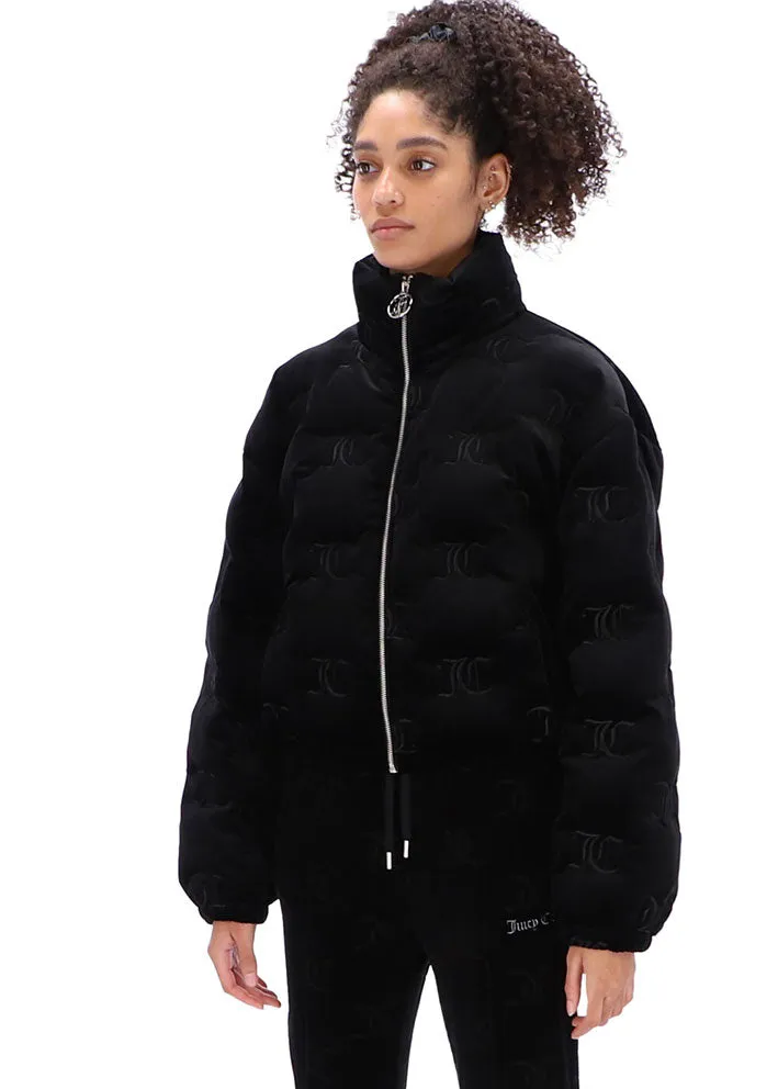 Juicy Couture Madeline Monogram Puffer Jakke - Black