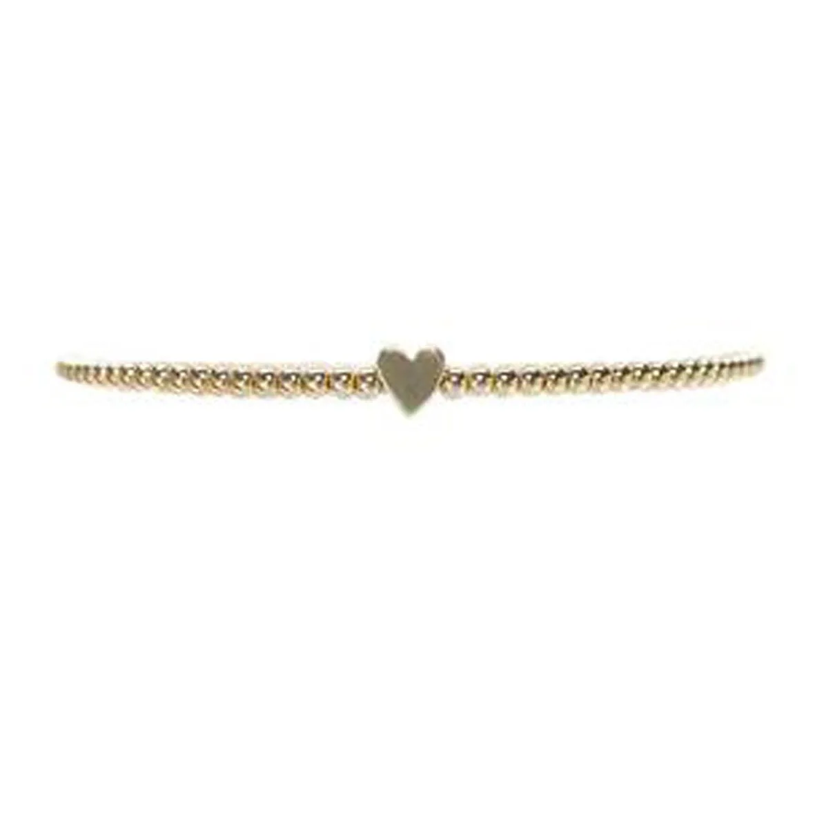 Karen Lazar  - 2 mm Yellow Gold Filled Bead Flex Bracelet with Heart Bead