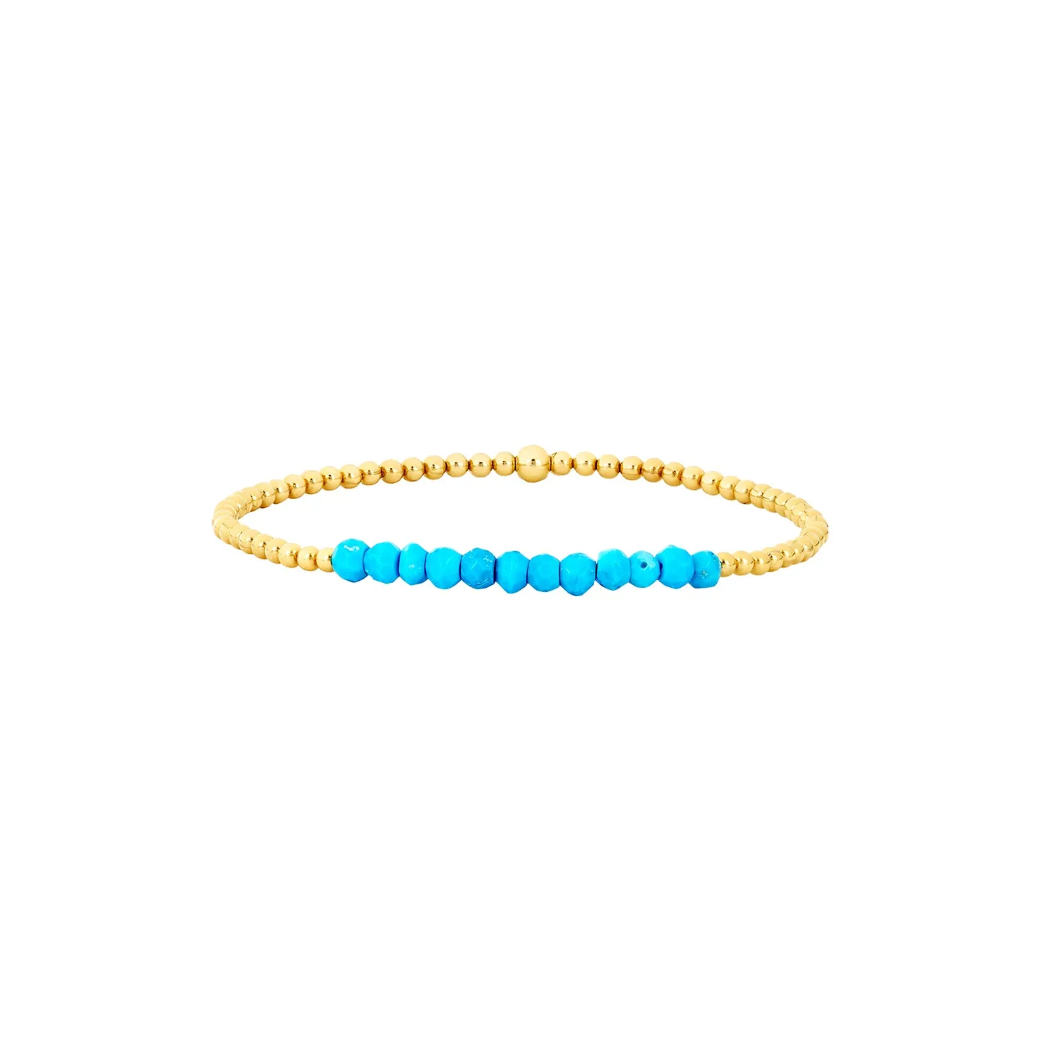 Kids 2MM Yellow Gold Filled Bracelet with Turquoise