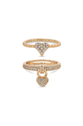 Love Locked Crystal Ring Set