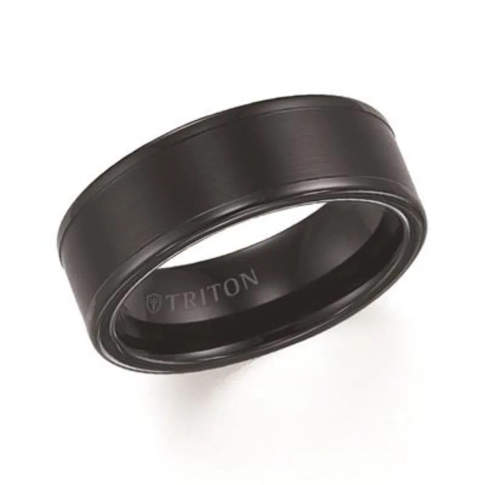 Men's Tungsten 8mm Roll Edge Wedding Band