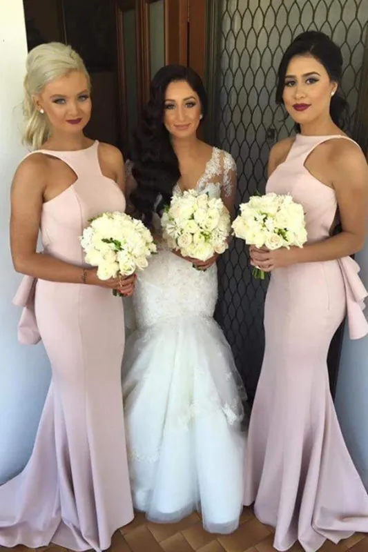 Mermaid Sleeveless Brush Train Bridesmaid Dress