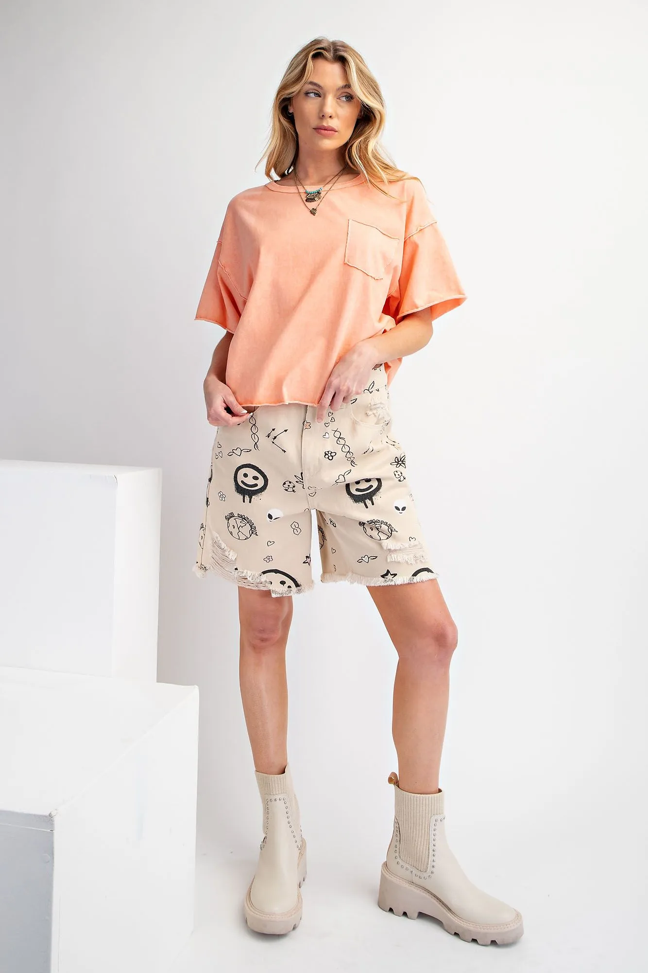 Mineral Washed Cropped Short Sleeve Top