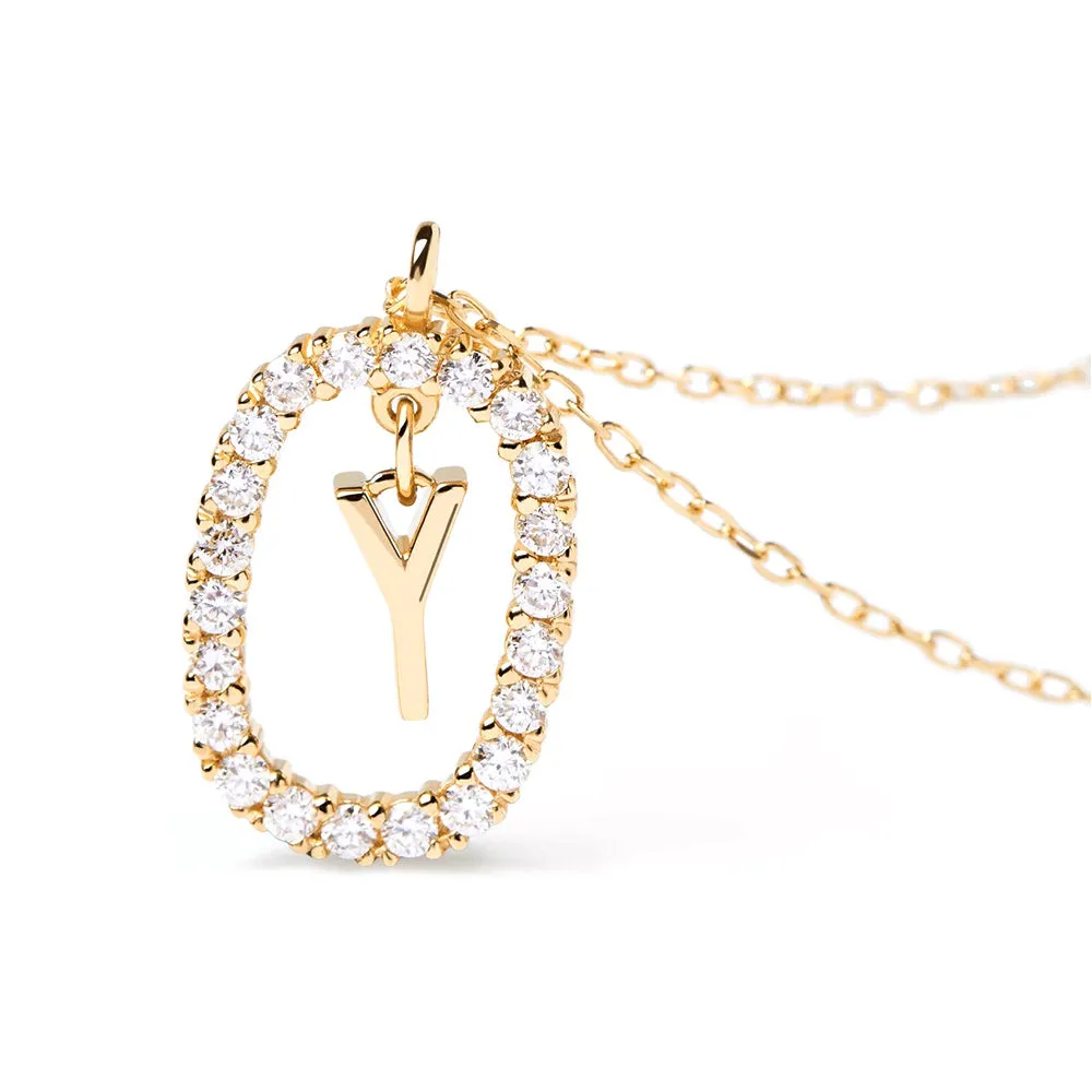 Moissanite Letter Y Dangle Pendant Necklace